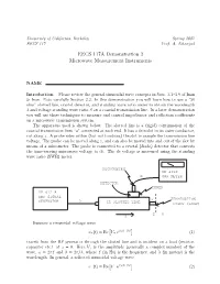 EECS 117A Demonstration 2 Microwave Measurement Instruments