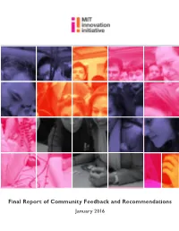 Final Report of Community Feedback and Recommendations January 2016 Final Report of Community Feedback and Recommendations | 2
