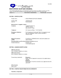 IRISH SPRING SOAP BAR ORIGINAL This Industrial Safety Data Sheet Is Not Intended for Consumers and Does Not Address Consumer Use of the Product