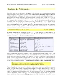 Lecture 2: Arithmetic