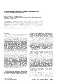 Room Temperature Polymerization and Spectroscopic Analysis of Germanium Phthalocyanine Polymers