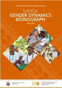 Samoa Gender Dynamics Monograph April 2020 Contents