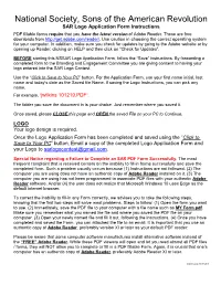 SAR Logo Application Form Instructions PDF Fillable Forms Require That You Have the Latest Version of Adobe Reader