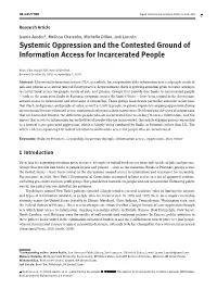 Systemic Oppression and the Contested Ground of Information Access for Incarcerated People