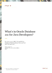 What's in Oracle Database 21C for Java Developers?