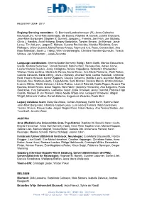Acknowledgement List of Registry Contributors