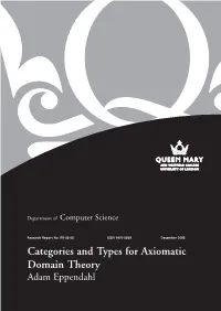Categories and Types for Axiomatic Domain Theory Adam Eppendahl