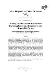 Waiting for the Nuclear Renaissance: Exploring the Nexus of Expansion and Disposal in Europe