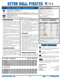 2020-21 SCHEDULE • Seton Hall Leads the All-Time Series with Iona, 29-9