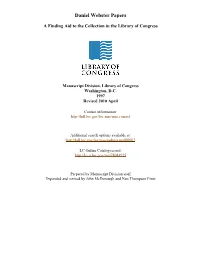 Daniel Webster Papers [Finding Aid]. Library of Congress. [PDF Rendered