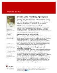 Defining and Practicing Apologetics