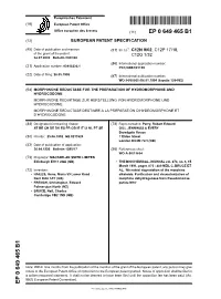 Morphinone Reductase for the Preparation Of