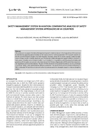 Safety Management System in Aviation: Comparative Analysis of Safety Management System Approaches in V4 Countries