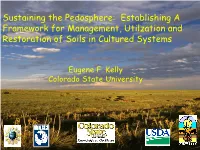 Sustaining the Pedosphere: Establishing a Framework for Management, Utilzation and Restoration of Soils in Cultured Systems