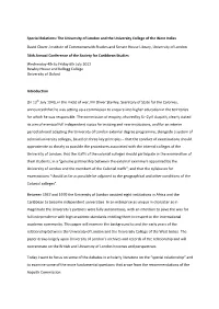 The University of London and the University College of the West Indies