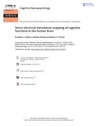 Direct Electrical Stimulation Mapping of Cognitive Functions in the Human Brain