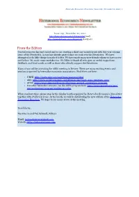 From the Editors Our Fall Semester Has Just Ended and We Are Starting a Short One-Month Break with This Year-Closing Issue of the Newsletter