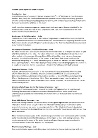 General Synod Report for Diocesan Synod Introduction