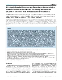 Massively Parallel Sequencing Reveals an Accumulation of De Novo Mutations and an Activating Mutation of LPAR1 in a Patient with Metastatic Neuroblastoma