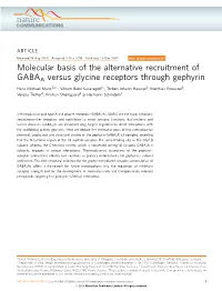 Molecular Basis of the Alternative Recruitment of GABAA Versus Glycine Receptors Through Gephyrin