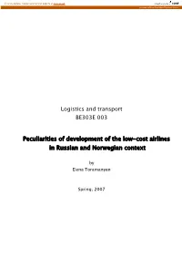 Peculiarities of Development of the Low-Cost Airlines in Russian and Norwegian Context