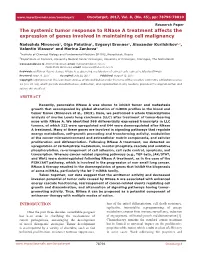 The Systemic Tumor Response to Rnase a Treatment Affects the Expression of Genes Involved in Maintaining Cell Malignancy