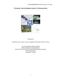 Web-ICE Aquatic Database Documentation