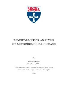 Bioinformatics Analysis of Mitochondrial Disease