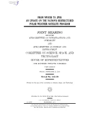 From Npoess to Jpss: an Update on the Nation’S Restructured Polar Weather Satellite Program