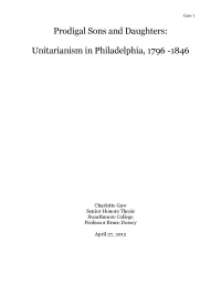 Prodigal Sons and Daughters: Unitarianism In