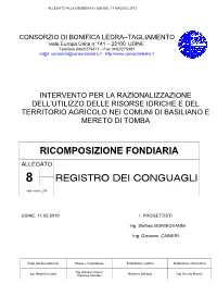 Ricomposizione Fondiaria Registro Dei Conguagli