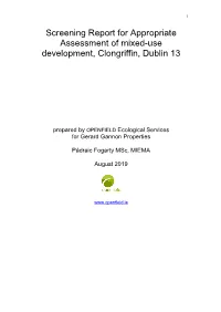 Screening Report for Appropriate Assessment of Mixed-Use Development, Clongriffin, Dublin 13