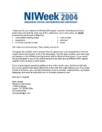 Thank You for Your Interest in Niweek 2004 Guest Activities. Attached You’Ll Find a Preliminary Schedule for Each Day of the Conference