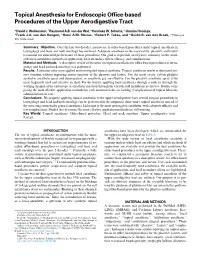Topical Anesthesia for Endoscopic Office-Based Procedures of The