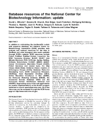 Database Resources of the National Center for Biotechnology Information: Update