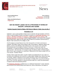 Edo De Waart Leads Cso in a Program of Works by Mozart, Strauss and Adams