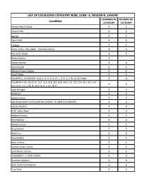 Localities LIST of LOCALATIES CATEGORY WISE, ZONE -V, REGION-B, LAHORE