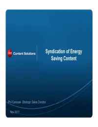 Syndication of Energy Saving Content