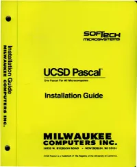UCSD Pascal'· One Pascal for All Microcomputers