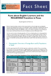 Facts About English Learners and the NCLB/ESSA Transition in Texas