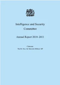 Intelligence and Security Committee – Annual Report 2010–2011
