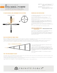 RETICLE MANUAL | P4 SNIPER Attempting to Use This Product