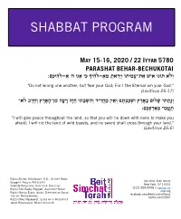 Shabbat Program