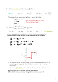 1 Think About a Linear Function and Its First and Second Derivative The
