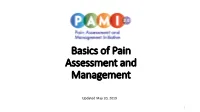 Basics of Pain Assessment and Management