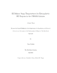HI Balmer Jump Temperatures for Extragalactic HII Regions in the CHAOS Galaxies