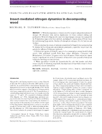 Insect-Mediated Nitrogen Dynamics in Decomposing Wood