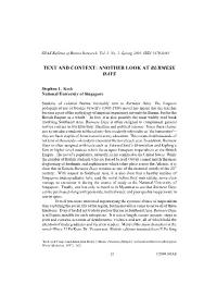 Text and Context: Another Look at Burmese Days