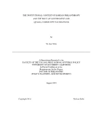 The Institutional Context of Korean Philanthropy and the Role of Government and (Quasi-) Community Foundations
