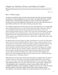 Abortion, Privacy, and Values in Conflict